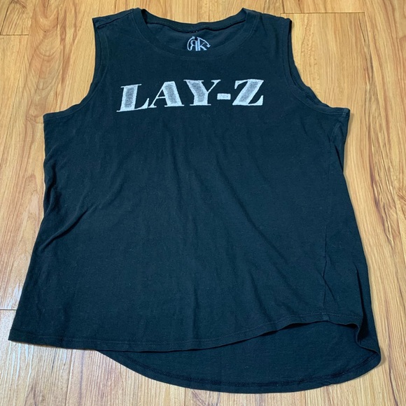 Recycled Karma LAY-Z Sleeveless Black Graphic Tank - Picture 4 of 11
